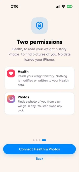 Wayvy intro screen 4: Two permissions