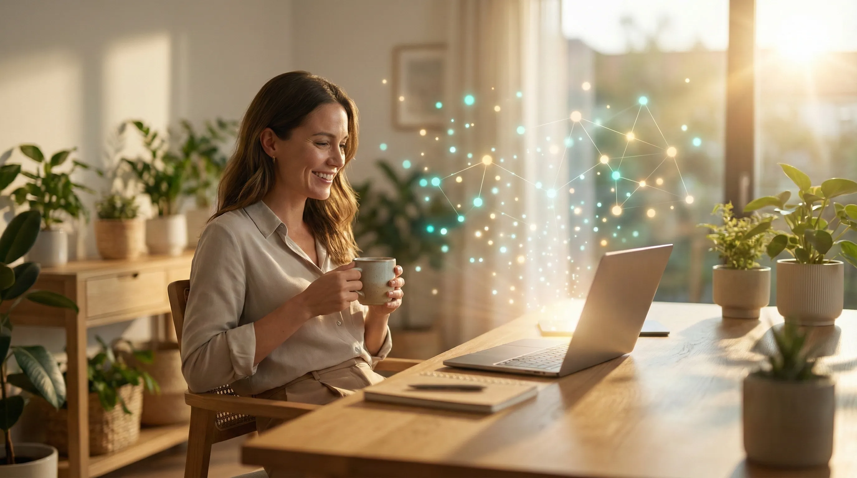 Business owner browsing the internet on a laptop